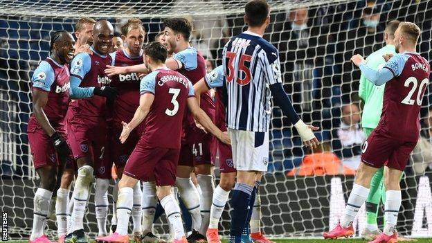 West Ham almost secures a European place after defeating West Brom 3 - 1