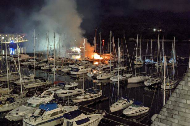 Children seen clambering during Plymouth boat fire; ‘hazardous waste’ concerns raised