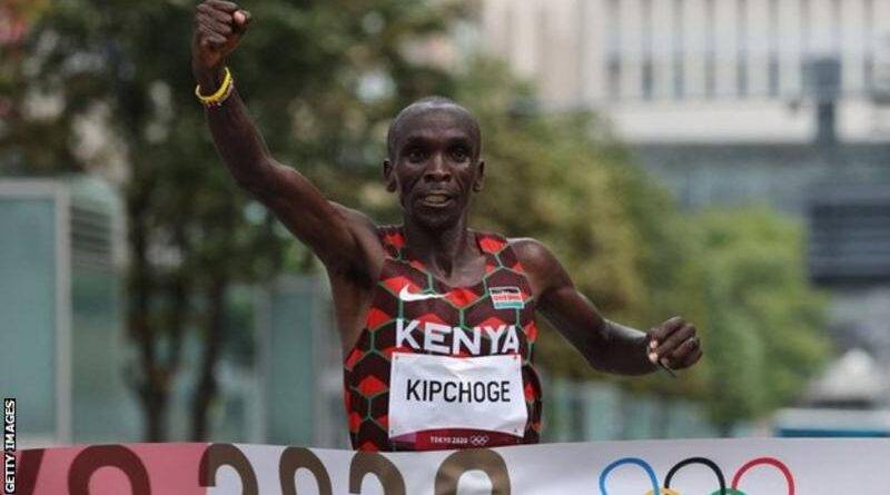 Kenya's Eliud Kipchoge successfully defends the Olympic marathon title