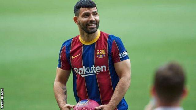 Barcelona’s striker Sergio Aguero is to miss 10 weeks with a calf injury