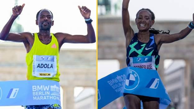 Ethiopia's Guye Adola and Gotytom Gebreslase win men's and women's races at Berlin Marathon