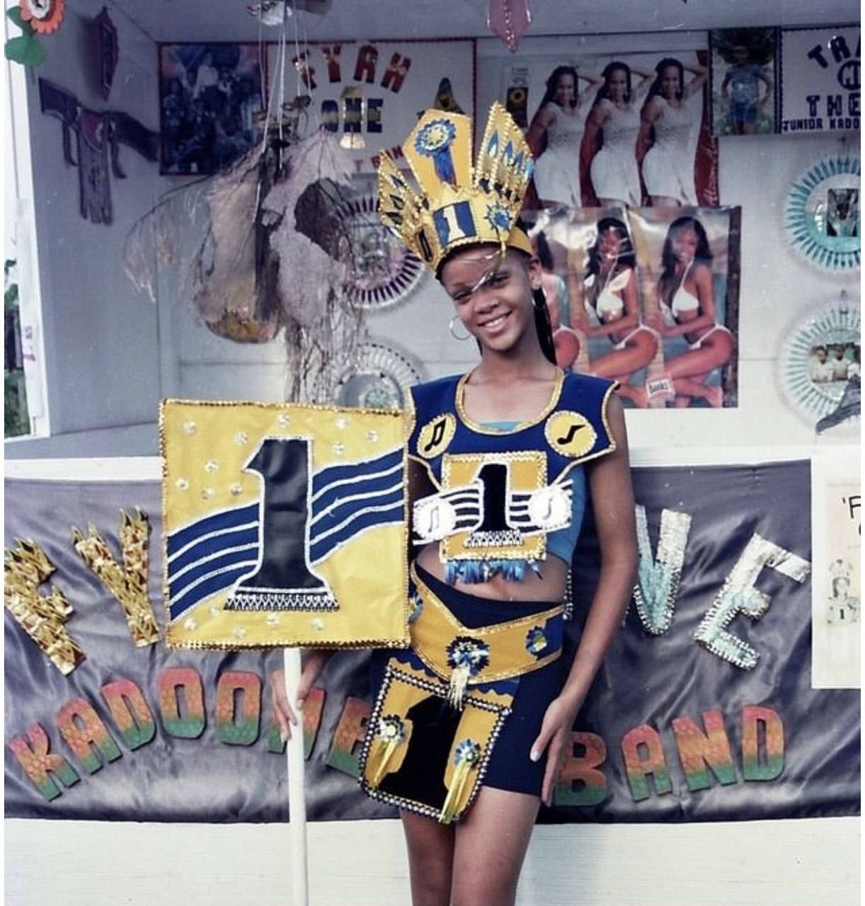 Rihanna pictured as a 14-year-old girl modeling and designing costumes in her home of Barbados