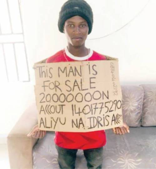 Nigerian Aliyu Na Idris put himself up for sale for N20M; Kano Hisbah got arrested