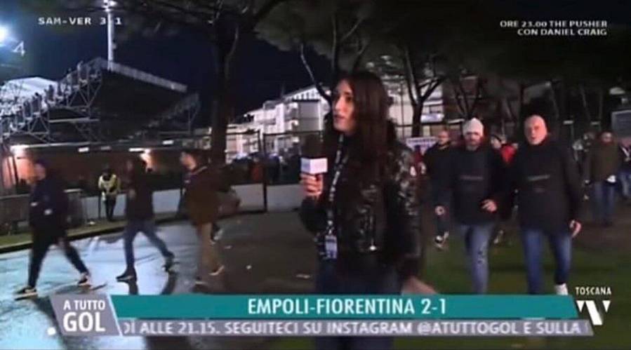 football fan in Italy banned for 'slapping' journalist live on TV
