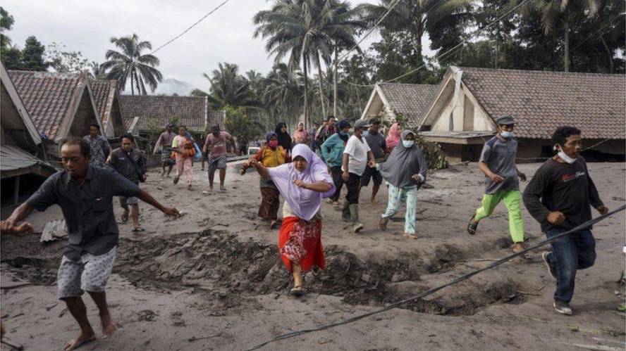 Dozens injured Indonesia volcano as residents flee huge ash cloud from Mt Semeru