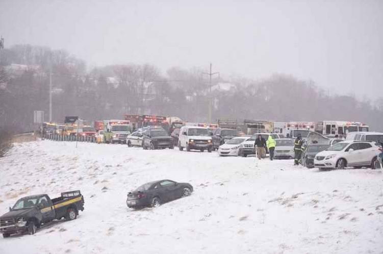 snow squall causes 3 to die after a mass pileup on a Pennsylvania highway