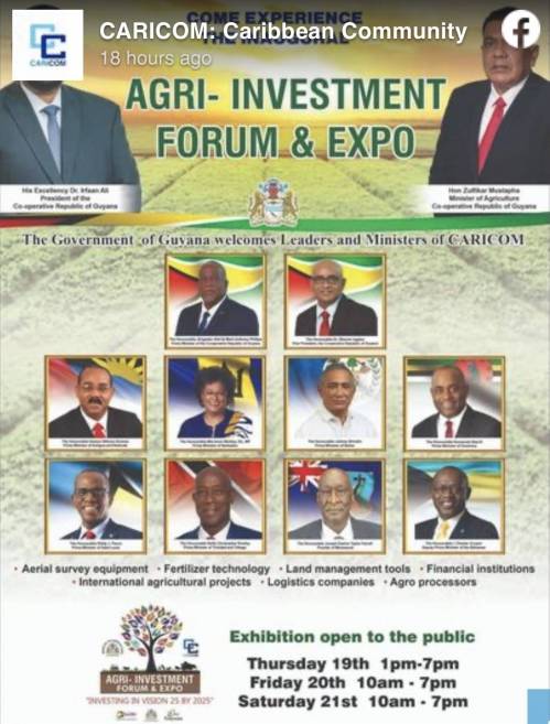 Inaugural CARICOM Agri Investment Forum and Expo opens 19 May