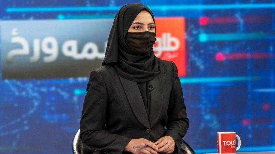 Female TV presenters in Afghanistan cover their faces