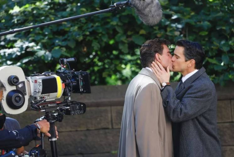 Bradley Cooper and Matt Bomer Kiss on Set of 'Maestro'