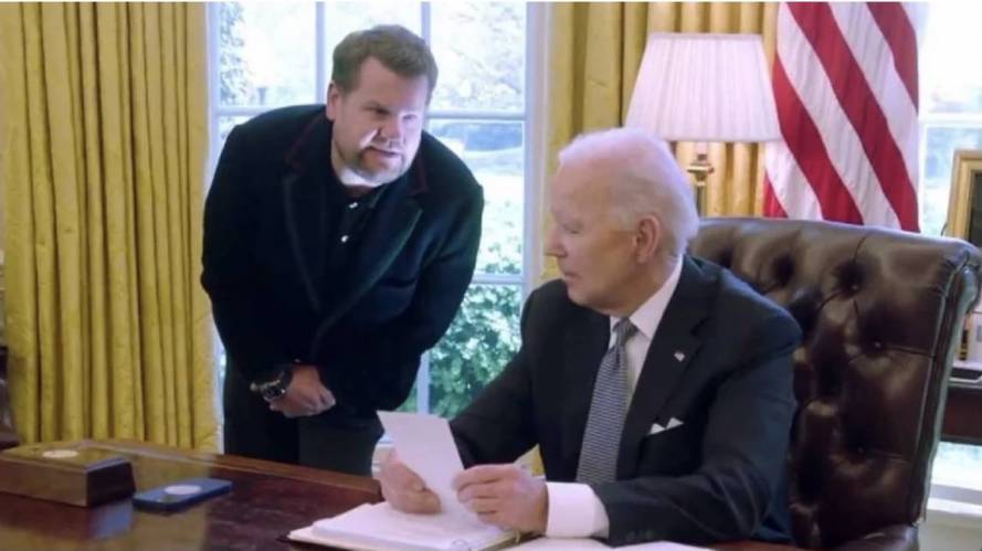James Corden Jokes Around With Joe Biden in Oval Office As New Presidential Aide