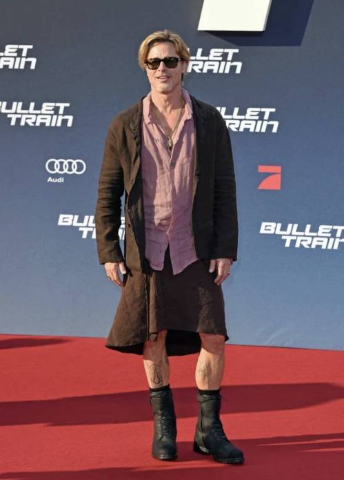 Brad Pitt Rocks a Skirt on the Red Carpet
