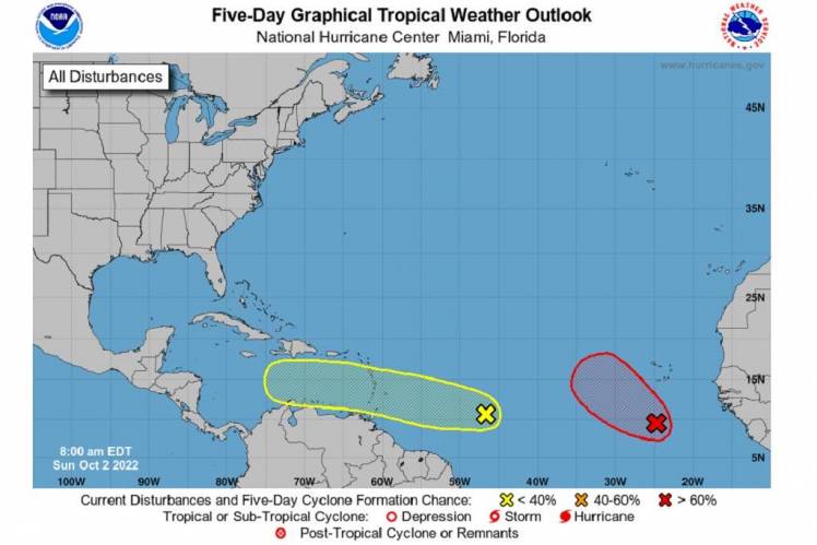 New tropical wave east of the Windward Islands