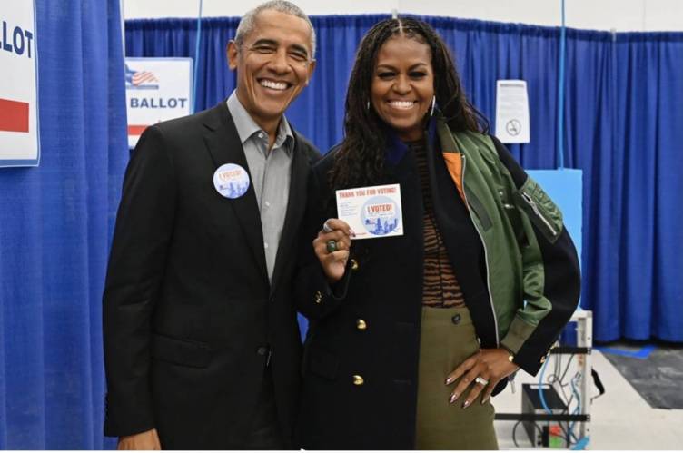 Barack and Michelle Obama Snap a Picture After Voting Early