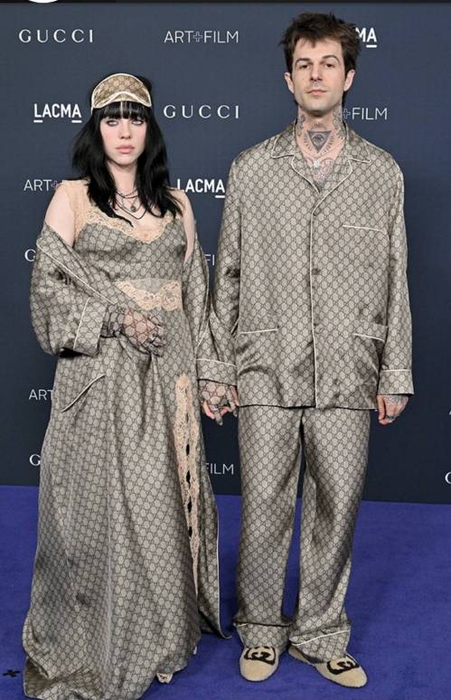 Billie Eilish and Jesse Rutherford Bundle Up in Gucci on red carpet