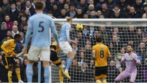 Manchester City 3-0 Wolverhampton: Haaland hat-trick helps City close gap on Arsenal