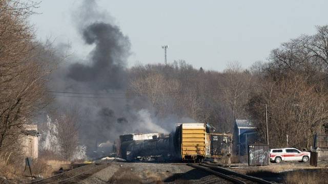 After Ohio’s train crash the town is fearful of toxic fumes and confused