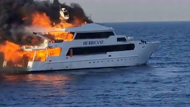 Egypt boat caught on fire and Three Britons missing