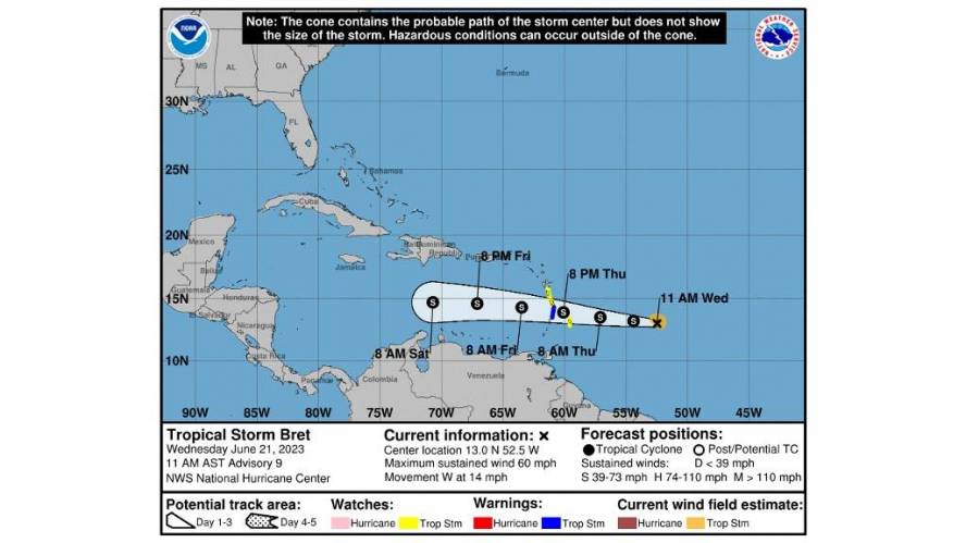 Tropical storm warning issued for St Lucia