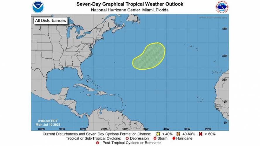 Low pressure expected to form east of Bermuda