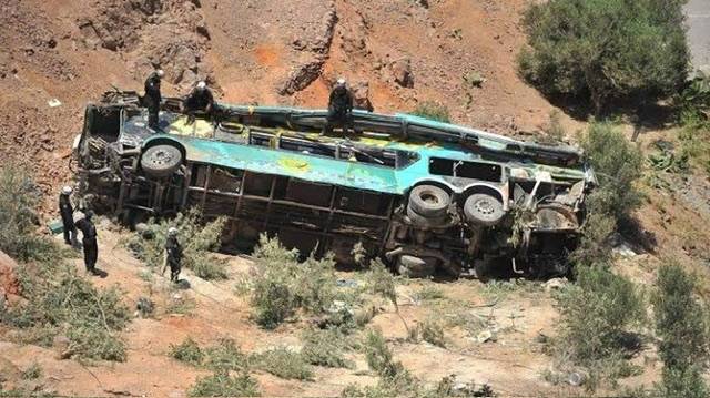 Peru coach crash and 24 people died as bus falls into ravine