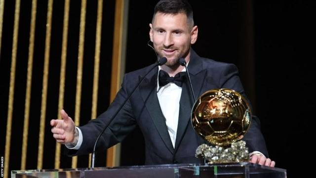 Lionel Messi wins Men's Ballon d'Or award for an eighth time
