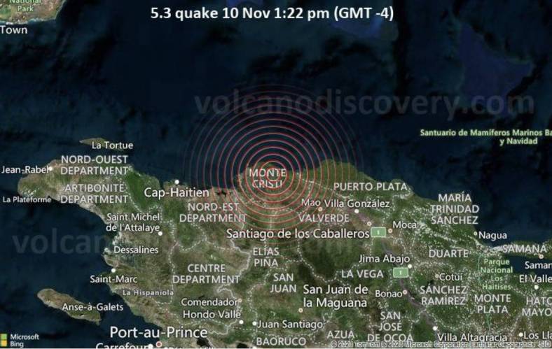 Significant magnitude 5.3 quake hits 21 km east of San Fernando de Monte Cristi, Dominican Republic 