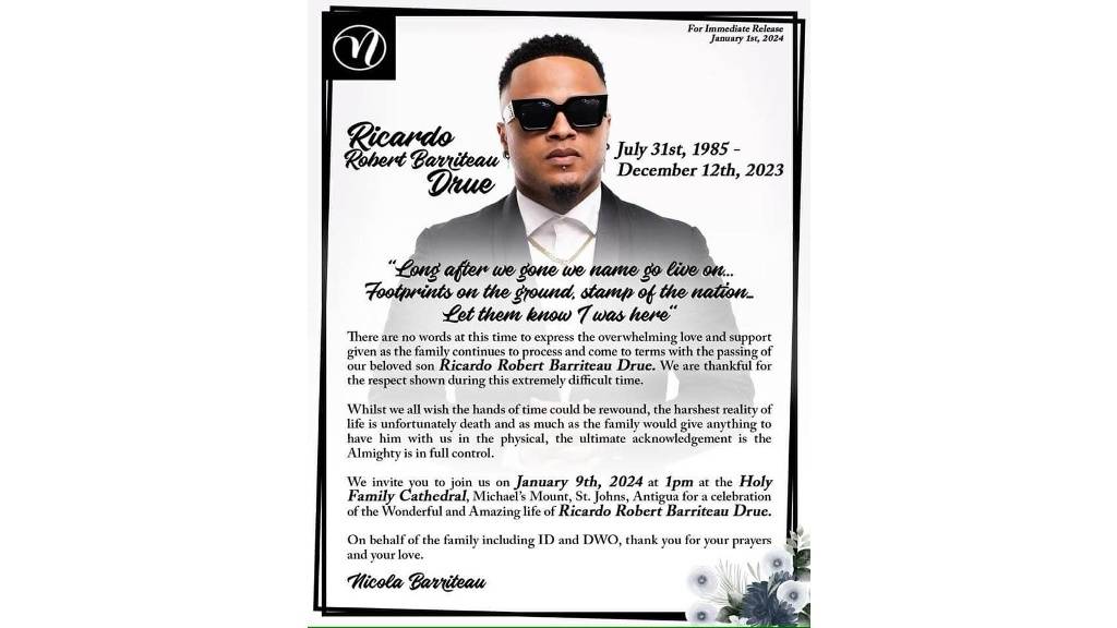 Ricardo Drue's funeral set for January 9