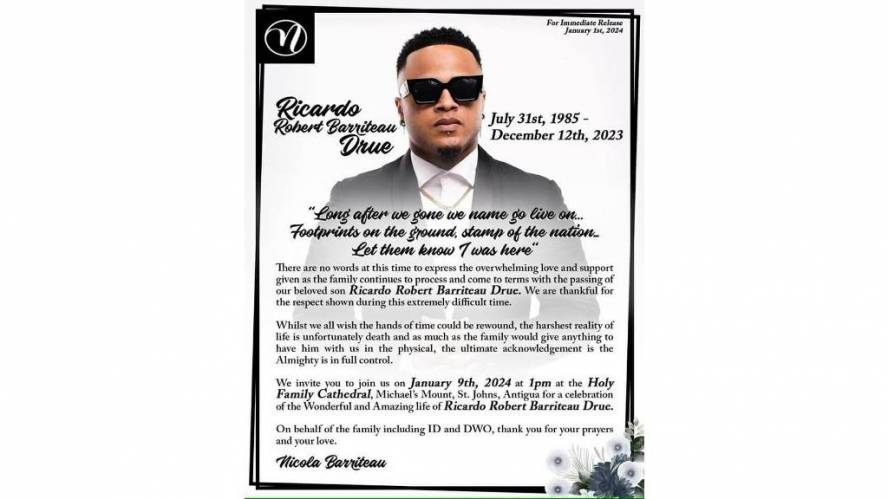Ricardo Drue's funeral set for January 9