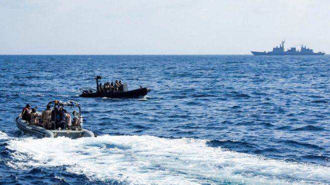 Indian Navy saves sailors on board a ship attacked by pirates off Somali coast