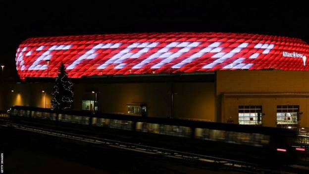 Bayern Munich light up Allianz Arena in honour of German legend Franz Beckenbauer