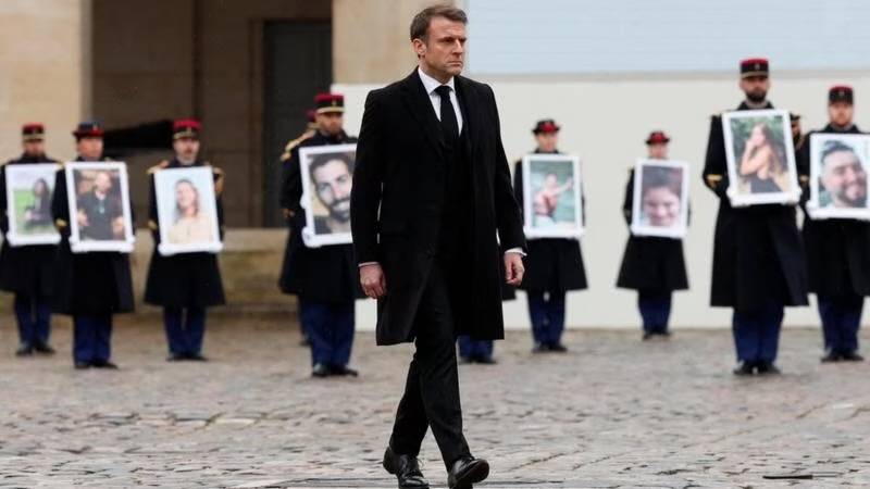 Emmanuel Emmanuel Macron leads ceremony for French victims of Hamas attacks