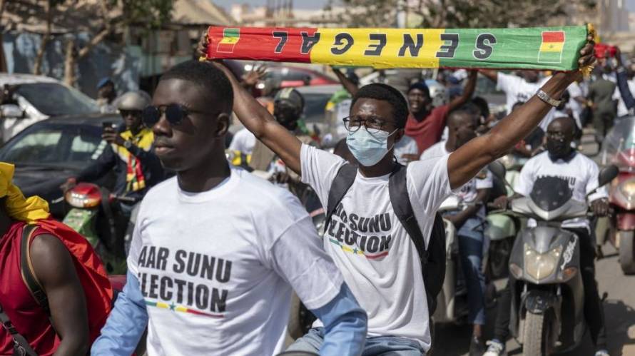Senegal Opposition supporters march in Dakar, calling for swift vote